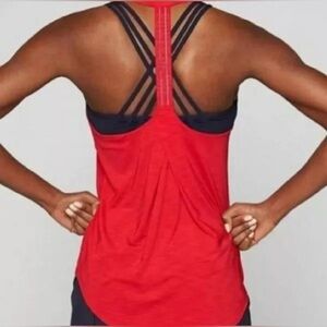 Athleta Red T Back Strap Power Of She Workout Tank Top Womens Size XS
